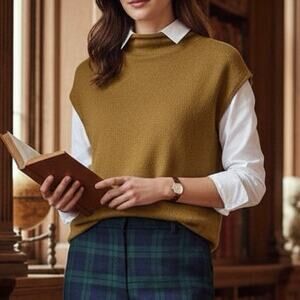 Vintage WinterSilks Sweater Vest L Silk Angora Heritage Academia Rollneck 90s